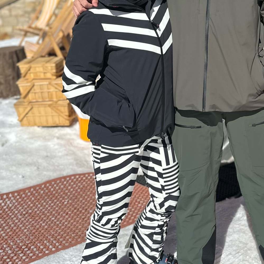 Black with  white chevron ski jacket by Perfect Moment.